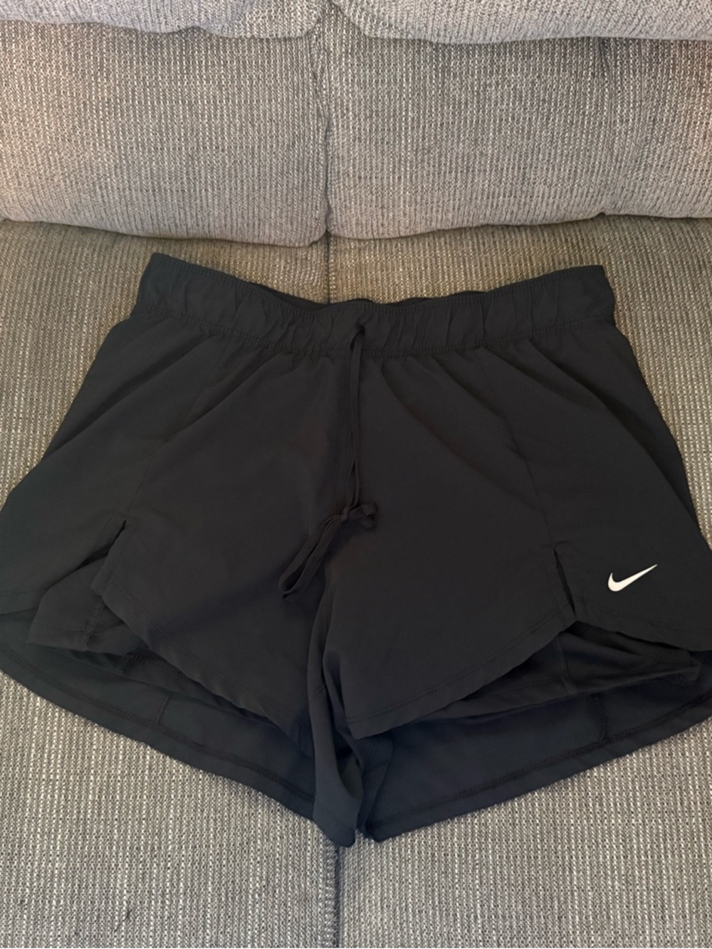 Nike Women's Black Athletic Layered Split Shorts